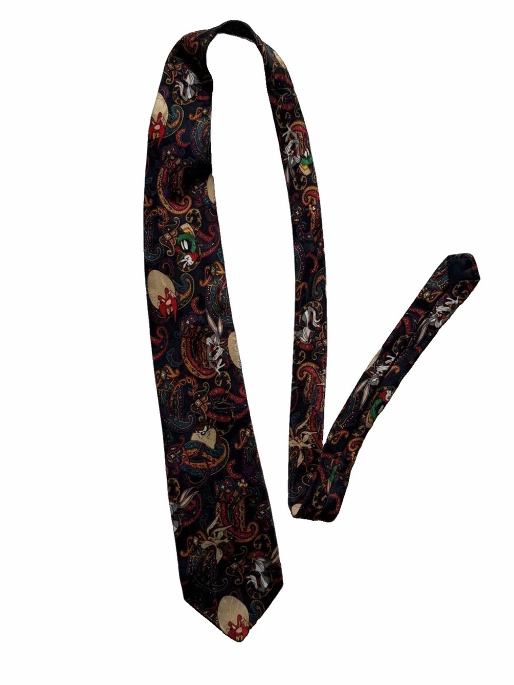 Looney Tunes Mania Black Paisley Novelty Tie with Multicolor Paisley Accents